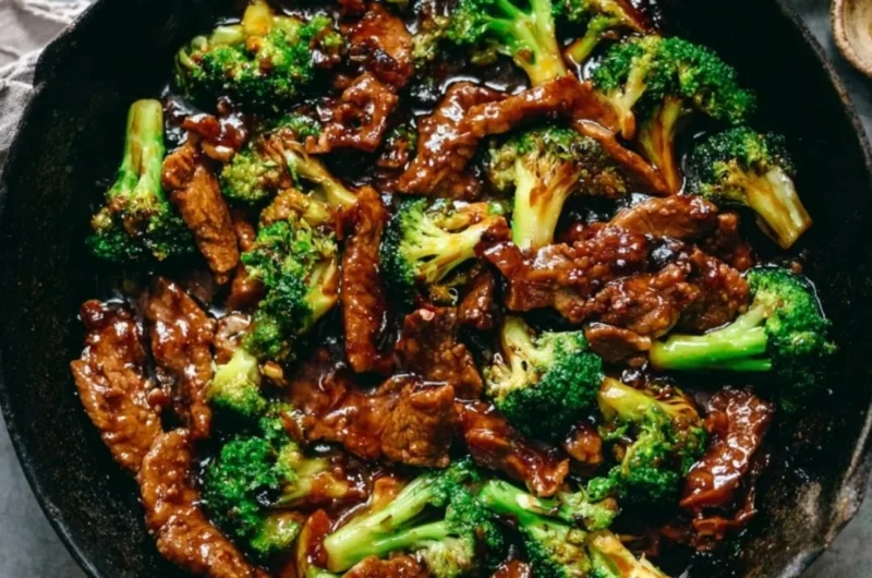 Delicious Beef and Broccoli dish served with rice on a plate