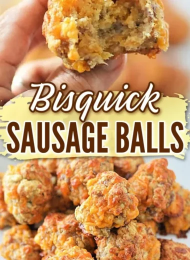 Plate of freshly baked Bisquick sausage balls ready to serve