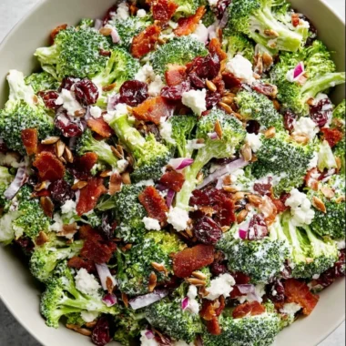 Fresh broccoli salad with colorful veggies and a tangy dressing