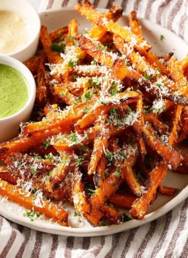 Delicious crispy carrot fries served in a bowl, perfect for snacking.