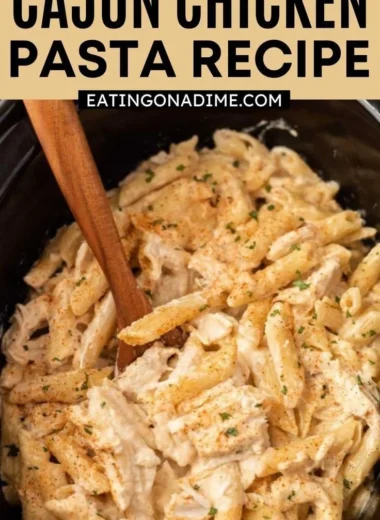Crock Pot Cajun Chicken Pasta in a creamy sauce served in a bowl