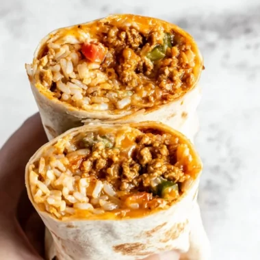 Delicious easy chicken burrito ready to enjoy