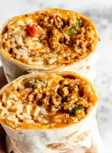 Delicious easy chicken burrito ready to enjoy