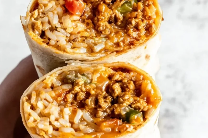 Delicious easy chicken burrito ready to enjoy