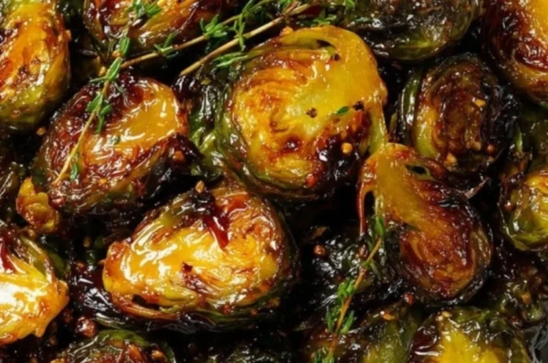 Honey Balsamic Brussels Sprouts cooked to perfection with a sweet glaze