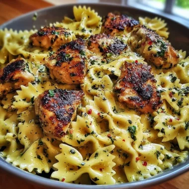 Mozzarella Garlic Butter Chicken Bowties with creamy sauce