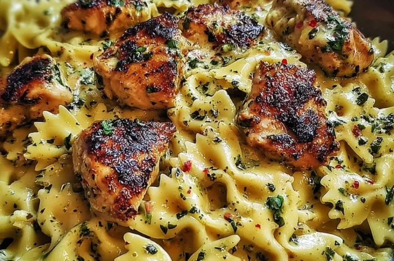 Mozzarella Garlic Butter Chicken Bowties with creamy sauce
