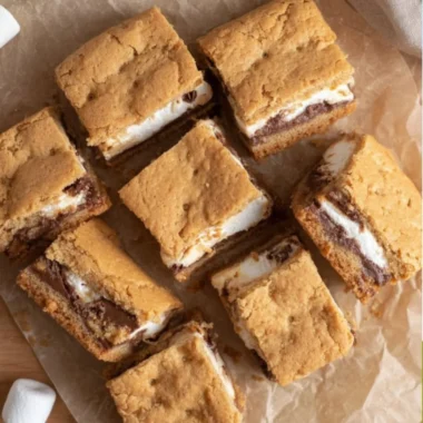 Delicious s'mores cookie bars with chocolate, marshmallows, and graham crackers