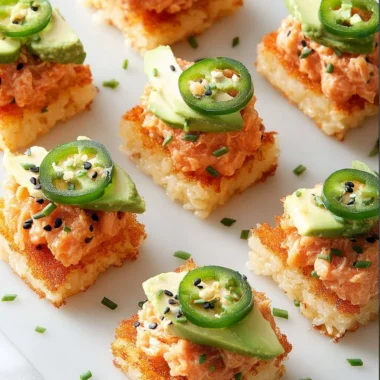 Spicy Tuna Crispy Rice appetizer served on a plate