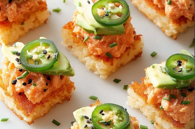 Spicy Tuna Crispy Rice appetizer served on a plate
