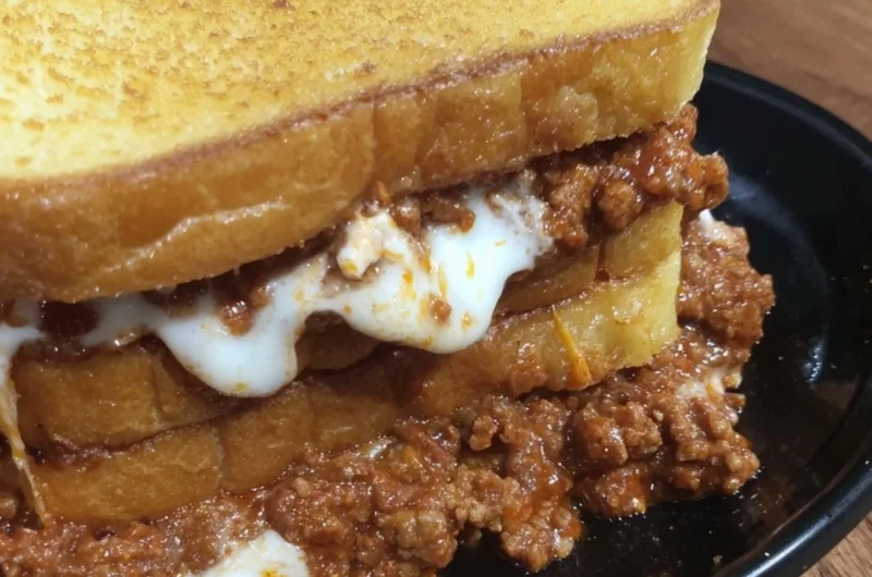 Texas Toast Sloppy Joes served on a plate with toppings