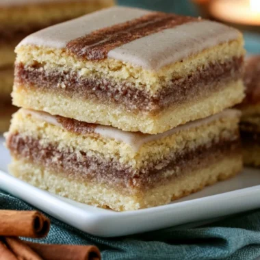 Homemade Brown Sugar Cinnamon Pop Tart Bars on a wooden table