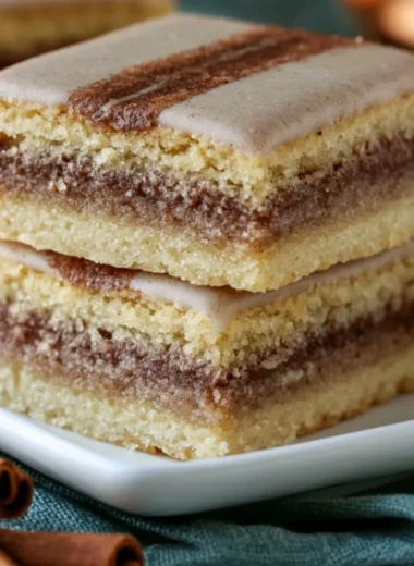 Homemade Brown Sugar Cinnamon Pop Tart Bars on a wooden table