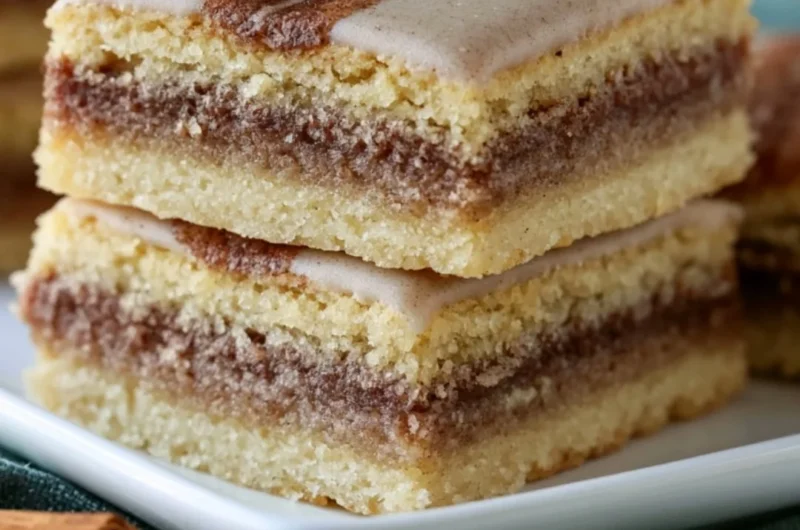 Homemade Brown Sugar Cinnamon Pop Tart Bars on a wooden table