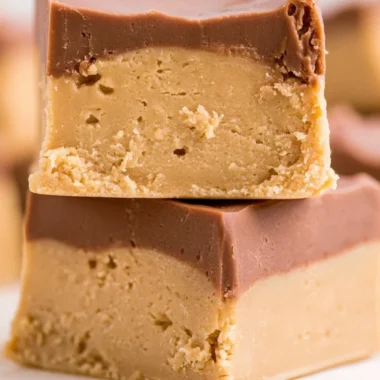 Delicious homemade Buckeye Fudge made with peanut butter and chocolate