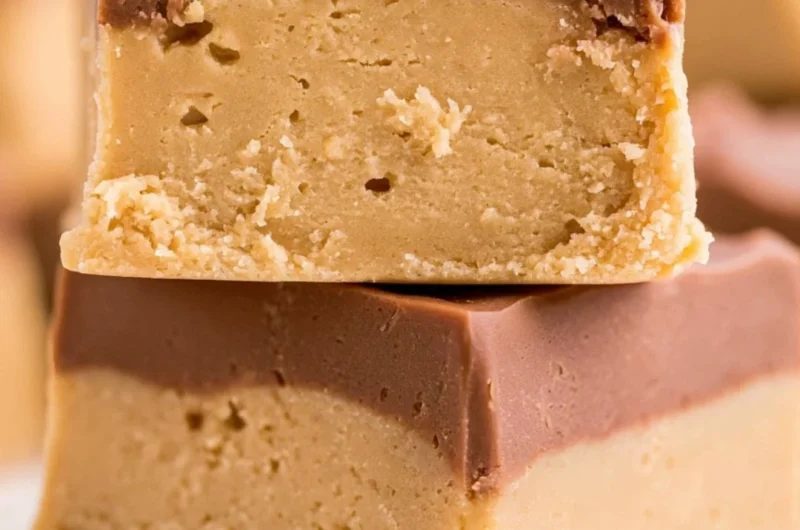 Delicious homemade Buckeye Fudge made with peanut butter and chocolate