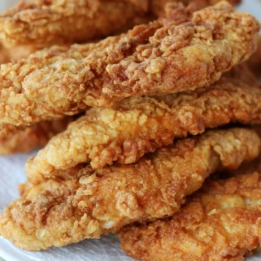 Delicious crispy chicken tenders served with a side of dipping sauce