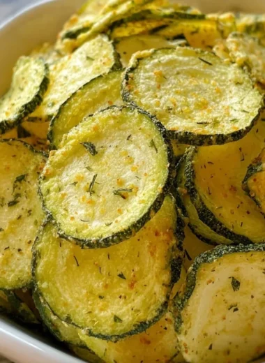 Crunchy ranch cucumber chips in a bowl, perfect for snacking.