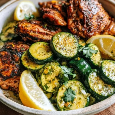 Delicious Easy Asado Chicken served with lemon zucchini sauté
