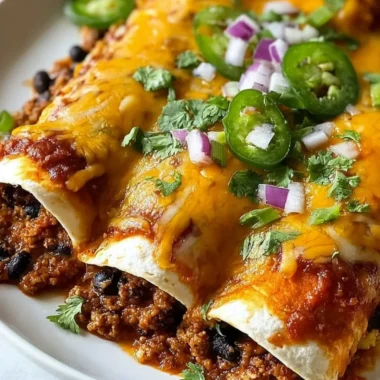 Delicious ground turkey black bean enchiladas topped with cheese and fresh cilantro