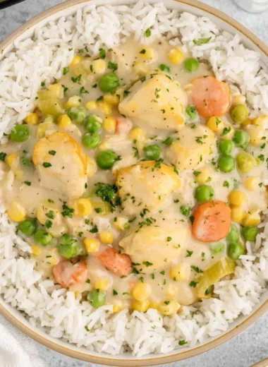 High Protein Crustless Chicken Pot Pie rich in flavor and nutrition