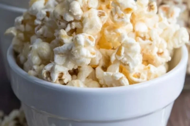 Delicious honey butter popcorn served in a bowl for a sweet snack