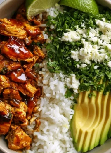 Honey Lime Chicken served with Avocado Rice Bowl for a healthy dinner option