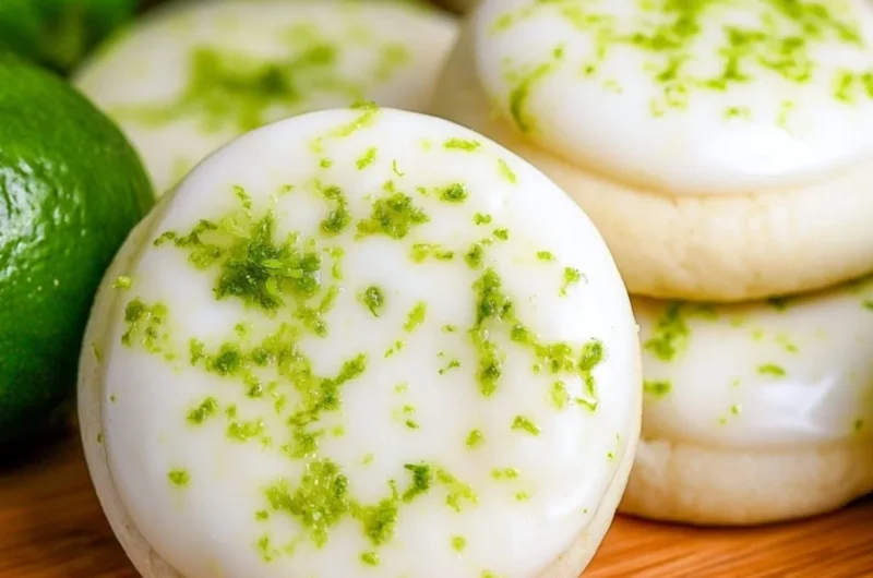 Plated Key Lime Meltaway Cookies with a citrusy glaze.