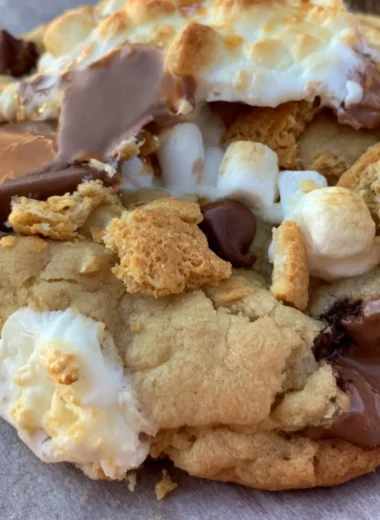 Delicious large Gourmet S'mores Cookies with chocolate, marshmallow, and graham crackers.