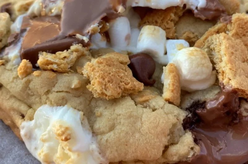 Delicious large Gourmet S'mores Cookies with chocolate, marshmallow, and graham crackers.