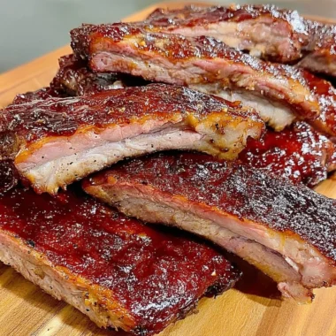 Delicious St. Louis Ribs on a grill ready to be served
