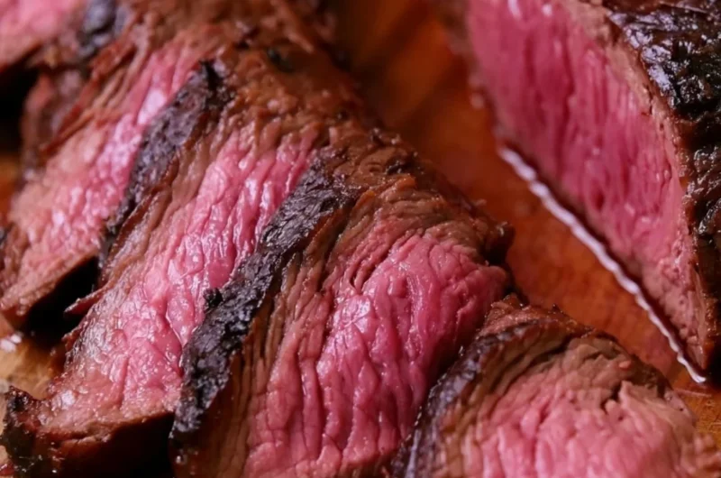 Delicious steak marinated for grilling to enhance flavor and tenderness