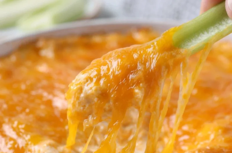 Delicious Buffalo Chicken Dip served with tortilla chips