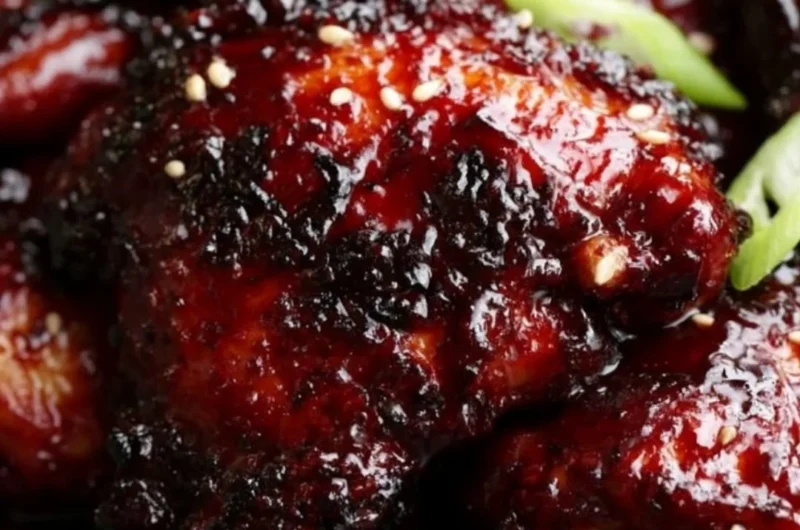 Delicious Chili Paste Chicken served with fresh vegetables