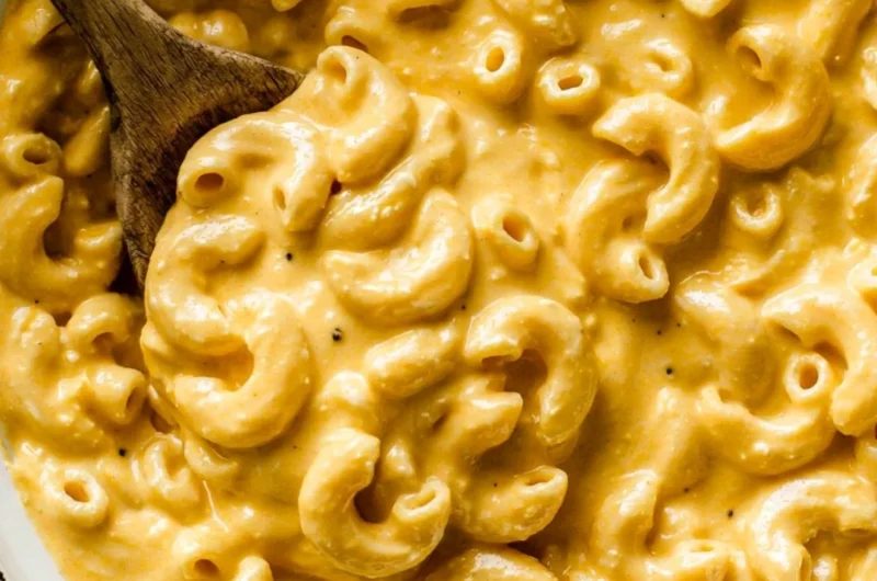 Delicious Cottage Cheese Mac and Cheese in a bowl topped with herbs