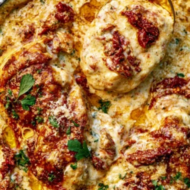 Crock Pot Marry Me Chicken served with creamy sauce and fresh herbs.
