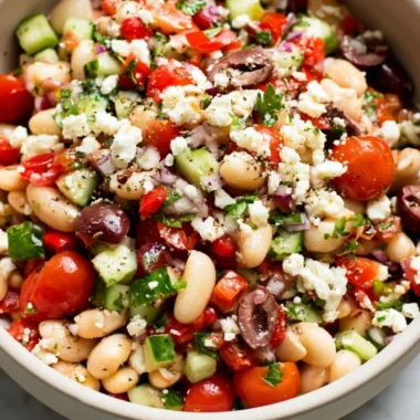 Mediterranean White Bean Salad with fresh vegetables and herbs