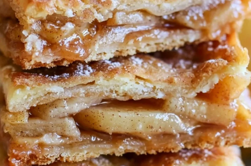 Delicious Apple Cinnamon Sheet Cake topped with creamy frosting and cinnamon.