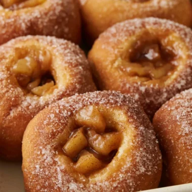 Delicious homemade apple pie donuts topped with cinnamon sugar